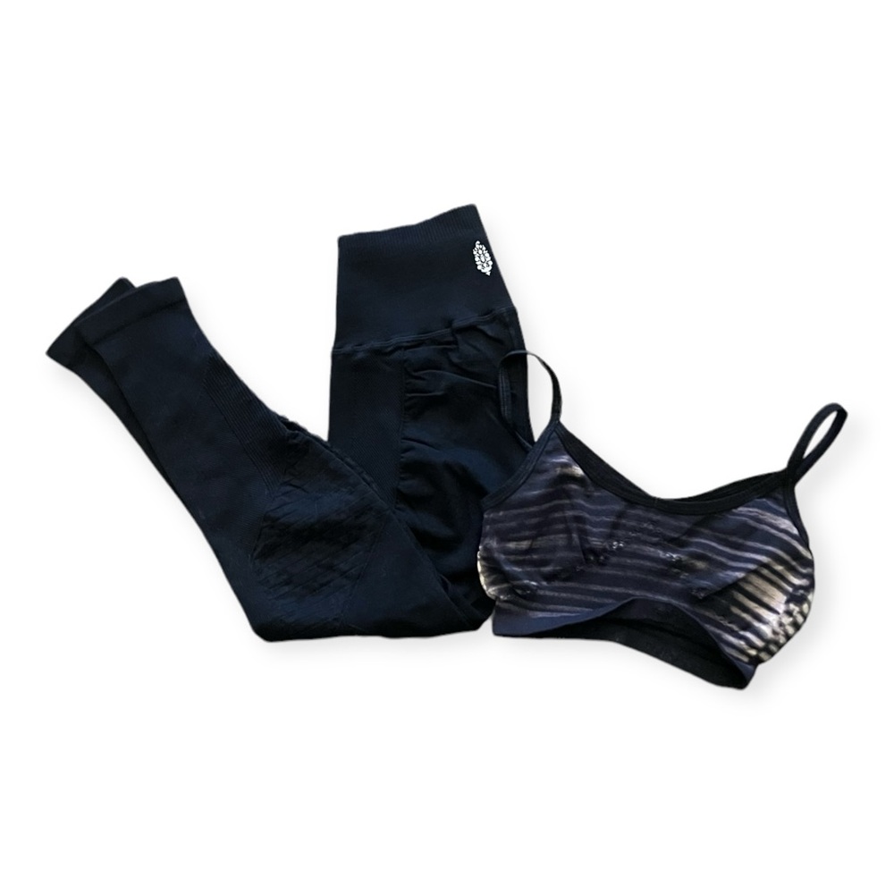 FP Movement Womens black leggings and top workout bundle